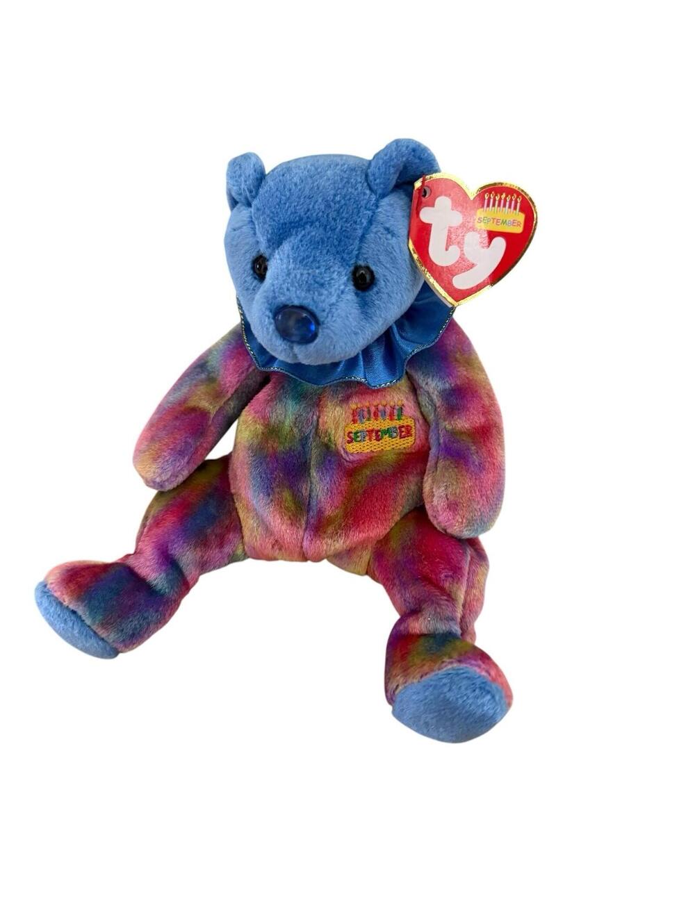 2001 Ty Beanie Baby September Bear Sapphire MWMT - Retired Blue Mint Condition